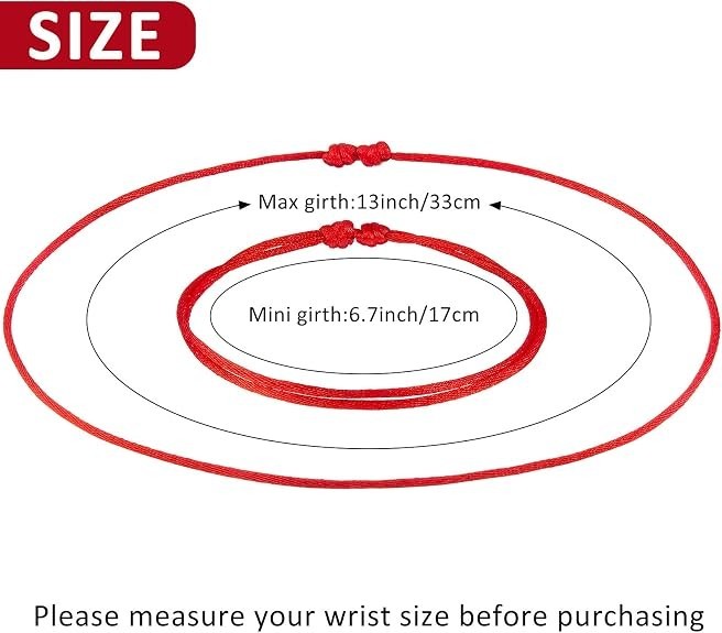 6 Pieces Red String Bracelets Kabbalah Red Cord Bracelet Protection Women Men
