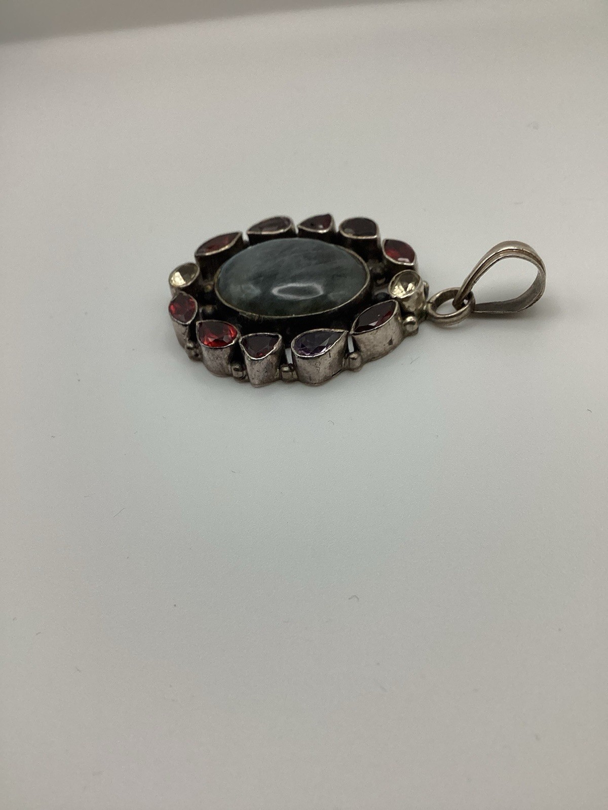 STERLING SILVER PENDANT AMETHYST GARNET PERIDOT IOLITE TOPAZ PEACOCK LABRADORITE