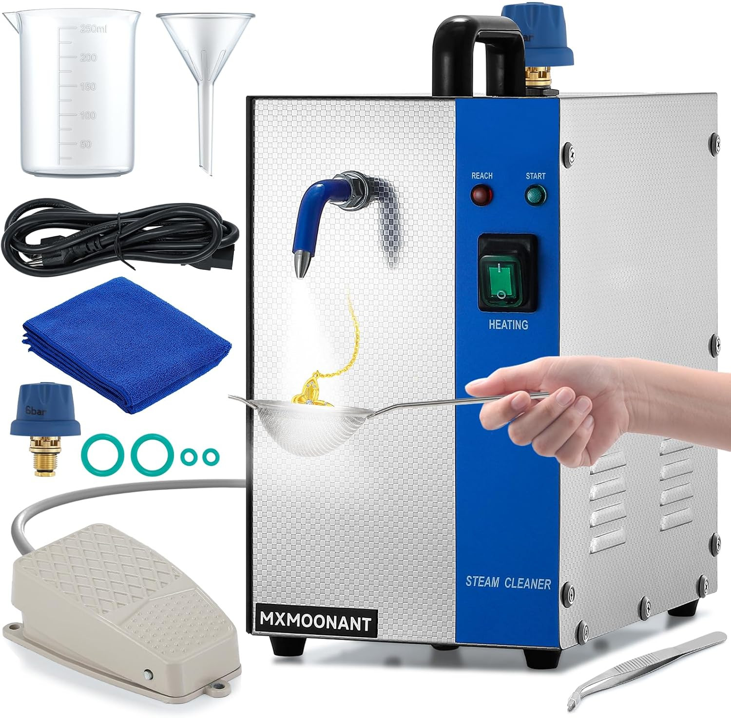 Professional Jewelry Steam Cleaner 2L, High-Pressure, Fast & Effective Cleaning