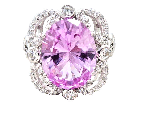 NEW QVC Diamonique Erica Courtney Size 8 Pink XO EC 925 Sterling Silver Ring