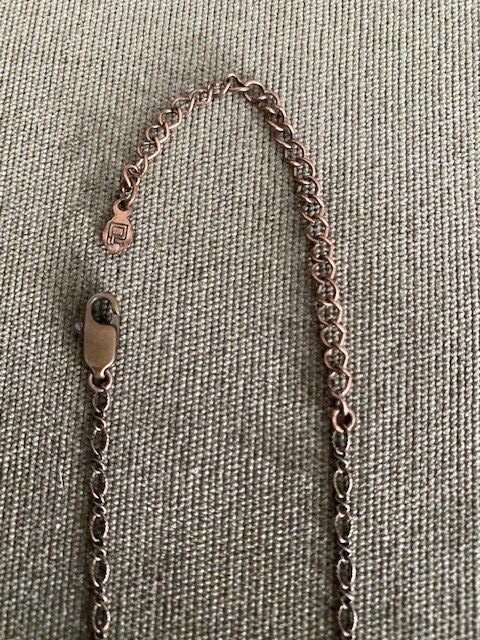 Vintage Copper Beaded Pendant Necklace Brown Golden Tones Old Czech Marked 