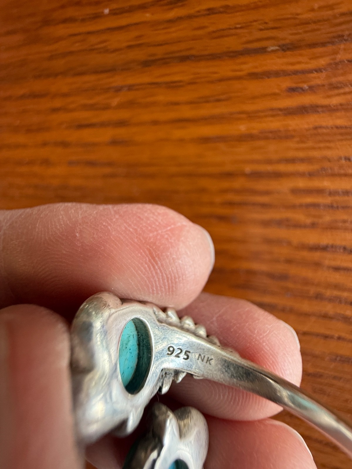 vintage Sterling Turquoise bypass ring marked .925 NK sz 6.5