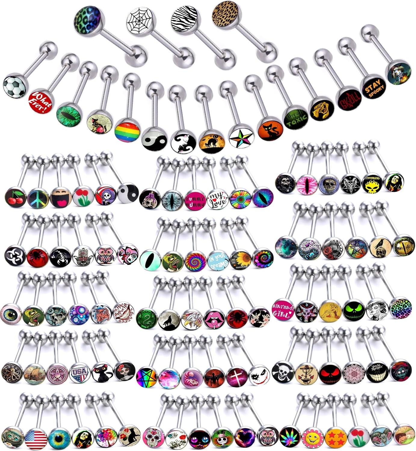 14G Surgical Steel Tongue Rings Barbell Piercing 5/8″ 16mm