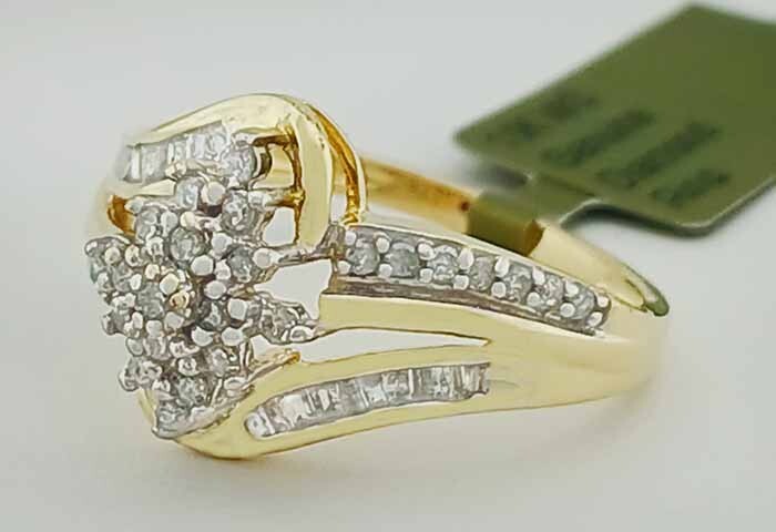 GENUINE 0.50 Cts DIAMONDS COCKTAIL RING 10K GOLD – Free Certificate Appraisal