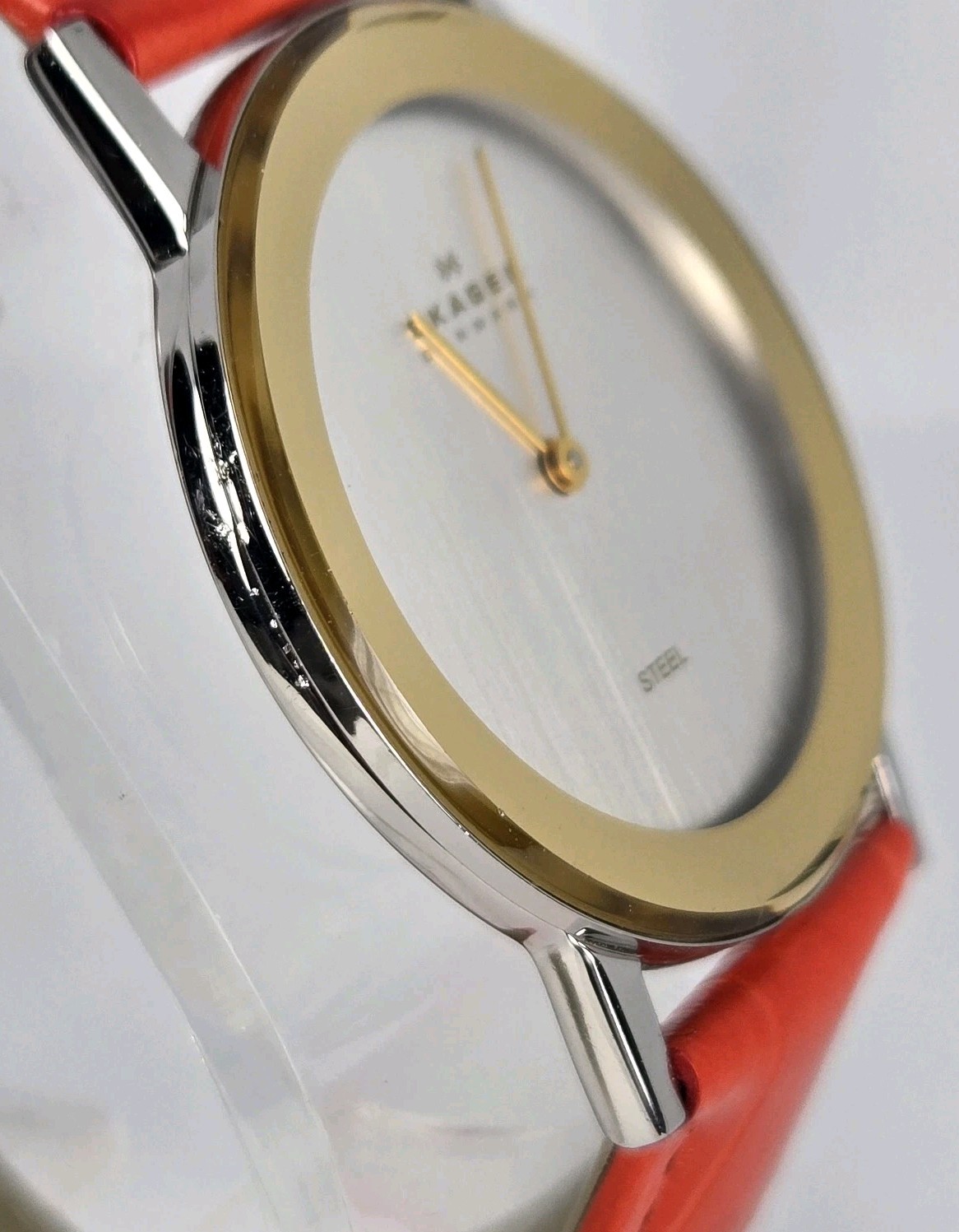 SKAGEN STEEL DENMARK WOMEN’S STAINLESS ST ULTRA SLIM SILVER DIAL LEATHER BAND