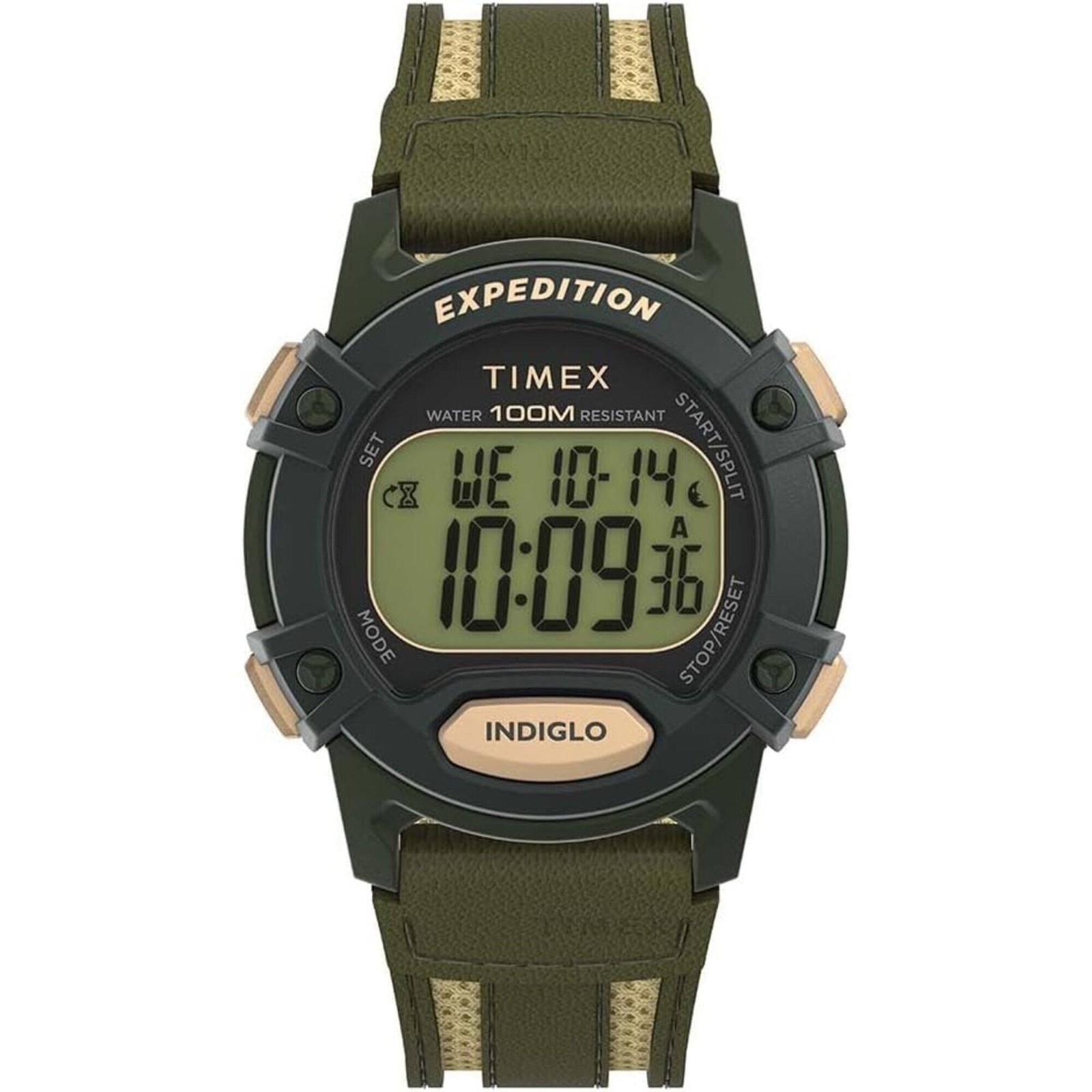 Timex Men’s Watch Expedition CAT5 Digital Dial Green Leather Strap TW4B30300