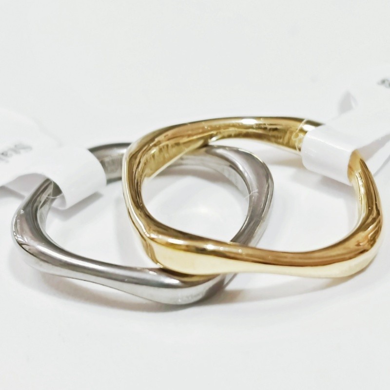 36Pcs Inner Round Outer Square Stainless Rings Stackable Unisex Two Tone Jewelry