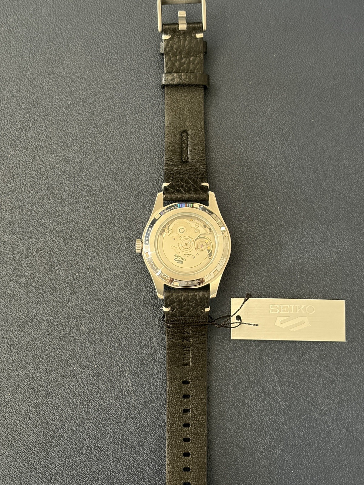 Seiko 5 Sports Day-Date Automatic 39.4 MM SS Leather Band Blue Watch SRPG39K1
