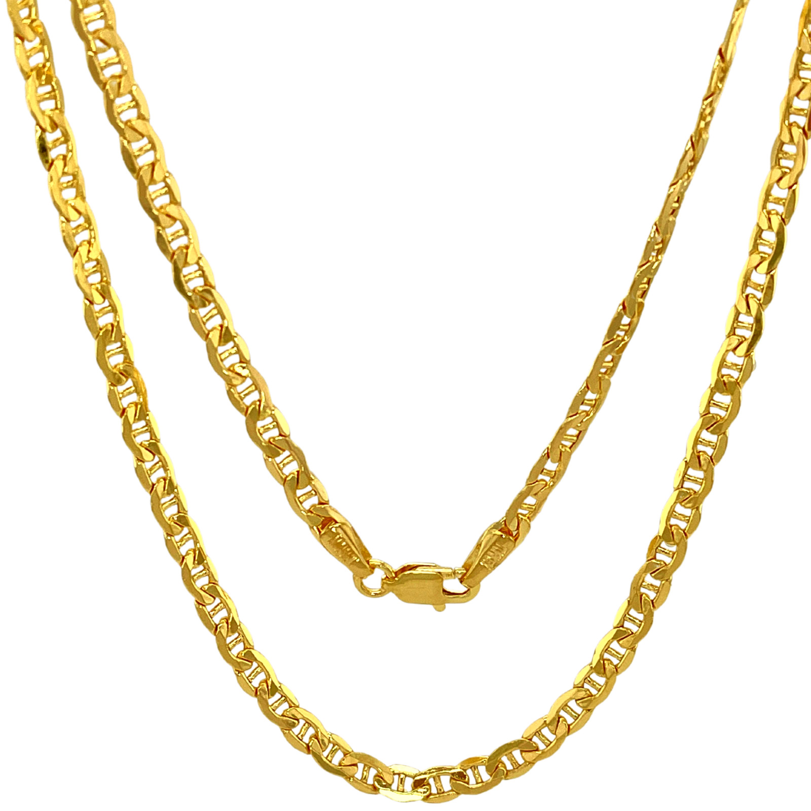 Flat Mariner Anchor Link Chain Necklace 2.4 – 4.65mm Men Women 10K 14K Real Gold