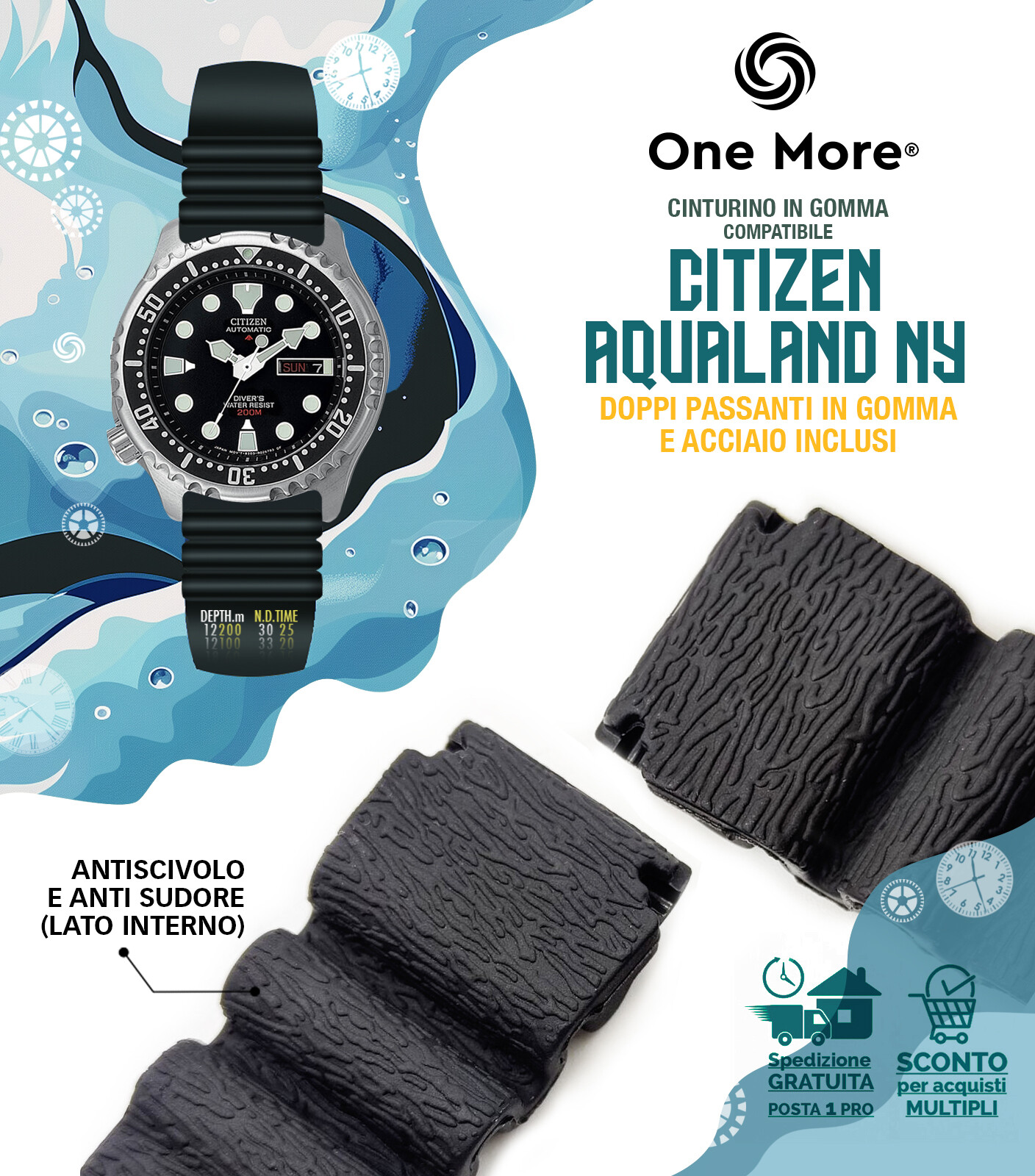 Cinturino gomma citizen promaster aqualand ny seiko nd limits 20 22 24 mm sub