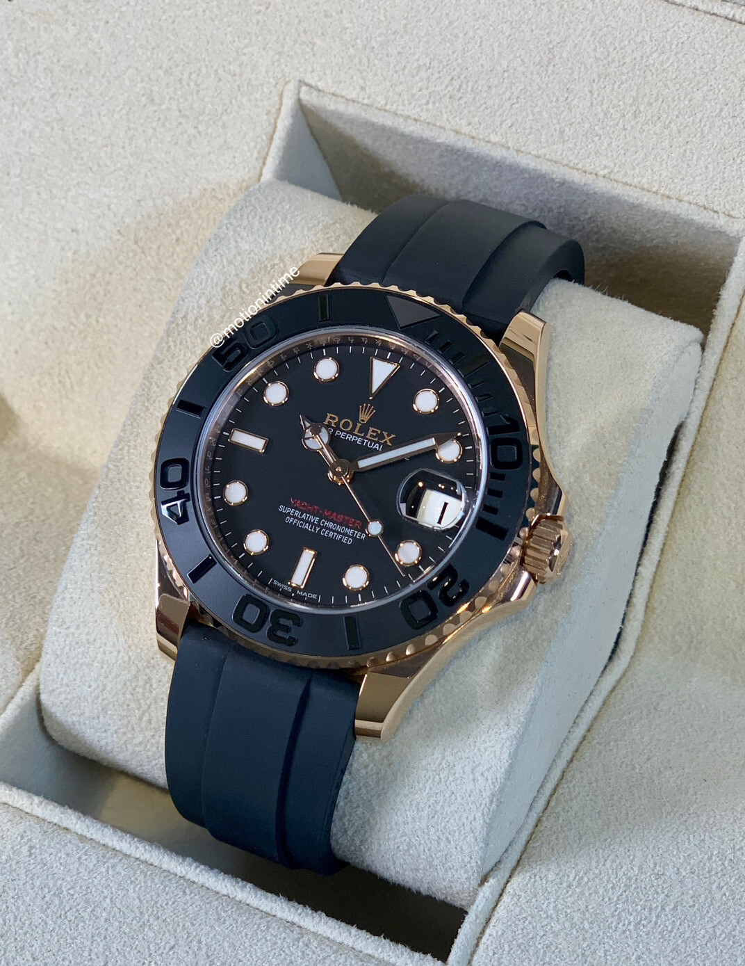 Rolex 268655 Yacht-Master 37mm Everose Gold & Black Ceramic on OysterFlex
