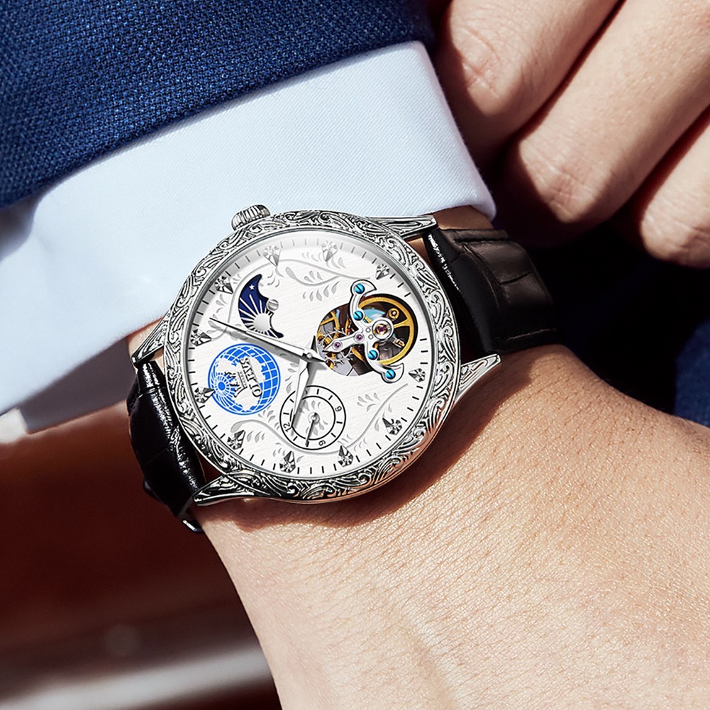 OLEVS 6660 Stylish Moon Face Multi-functiom Water Resistant Mechanical Watch
