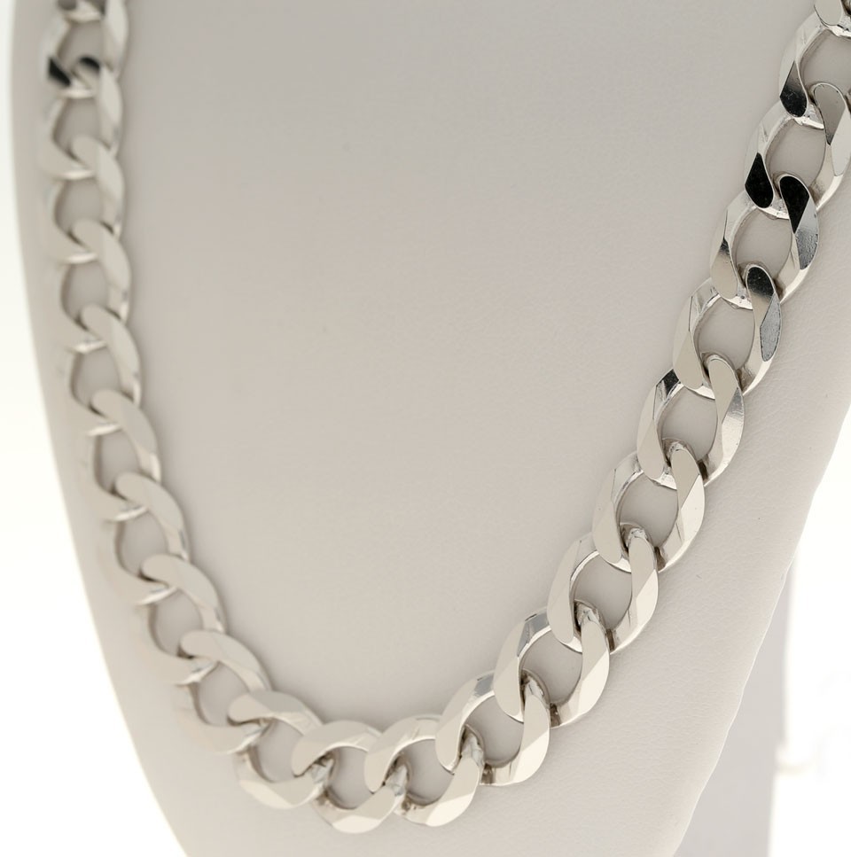 2.3 Ounce 10.6MM SOLID Sterling Silver Flat Curb Link Chain Necklace 26” Long