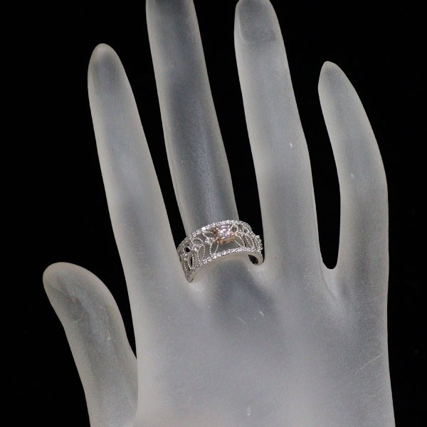 Rare Pt900/ K18PG Natural Pink Purple Diamond Ring 0.202ct LPP I1 G/G D0.36ct –