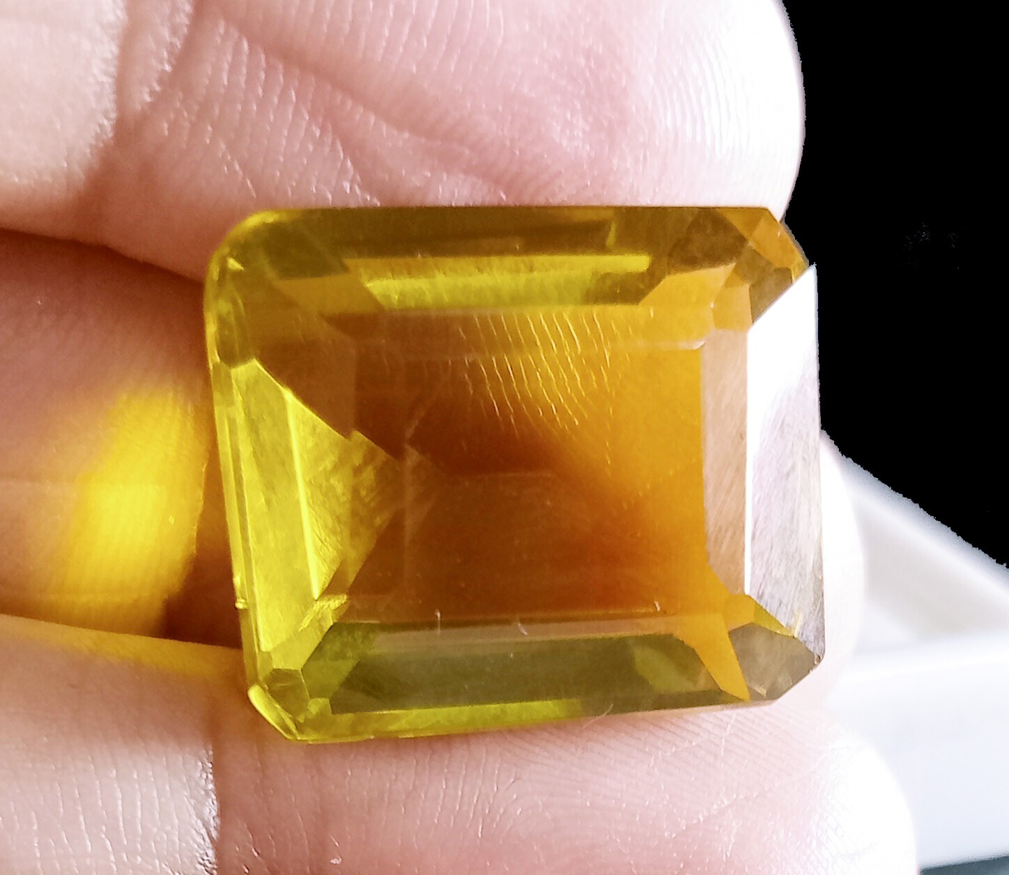 Natural Brazilian Emerald Cut Yellow Topaz Certified 22.65 Ct Loose Gemstone