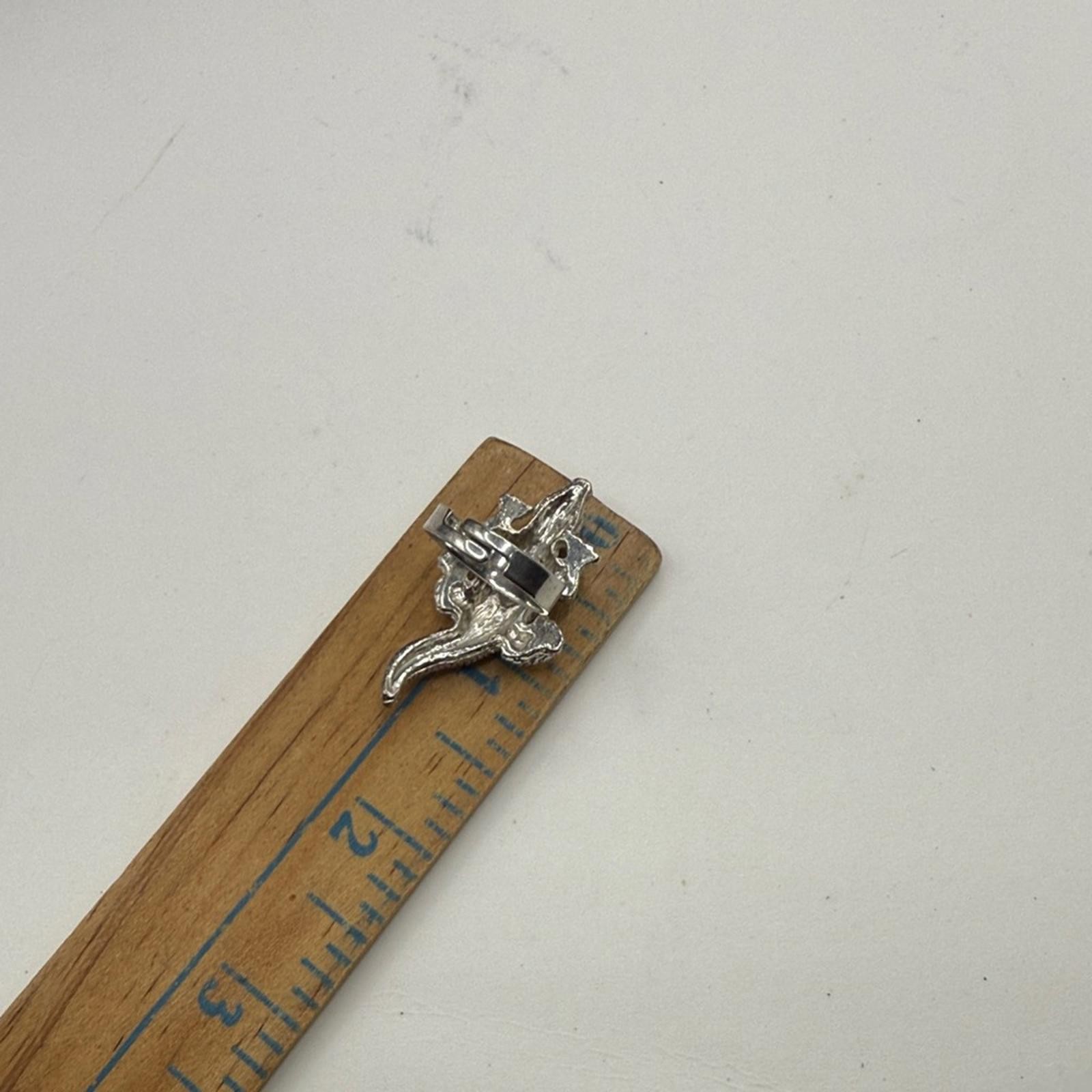Vintage Silver Tone Alligator Crocodile Lizard Ring Blue Jewels Adjustable