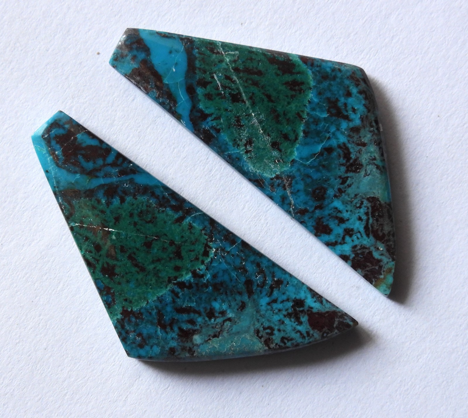 36.10 Cts Natural Chrysocolla (37.4mm X 16mm each) Cabochon Loose Match Pair