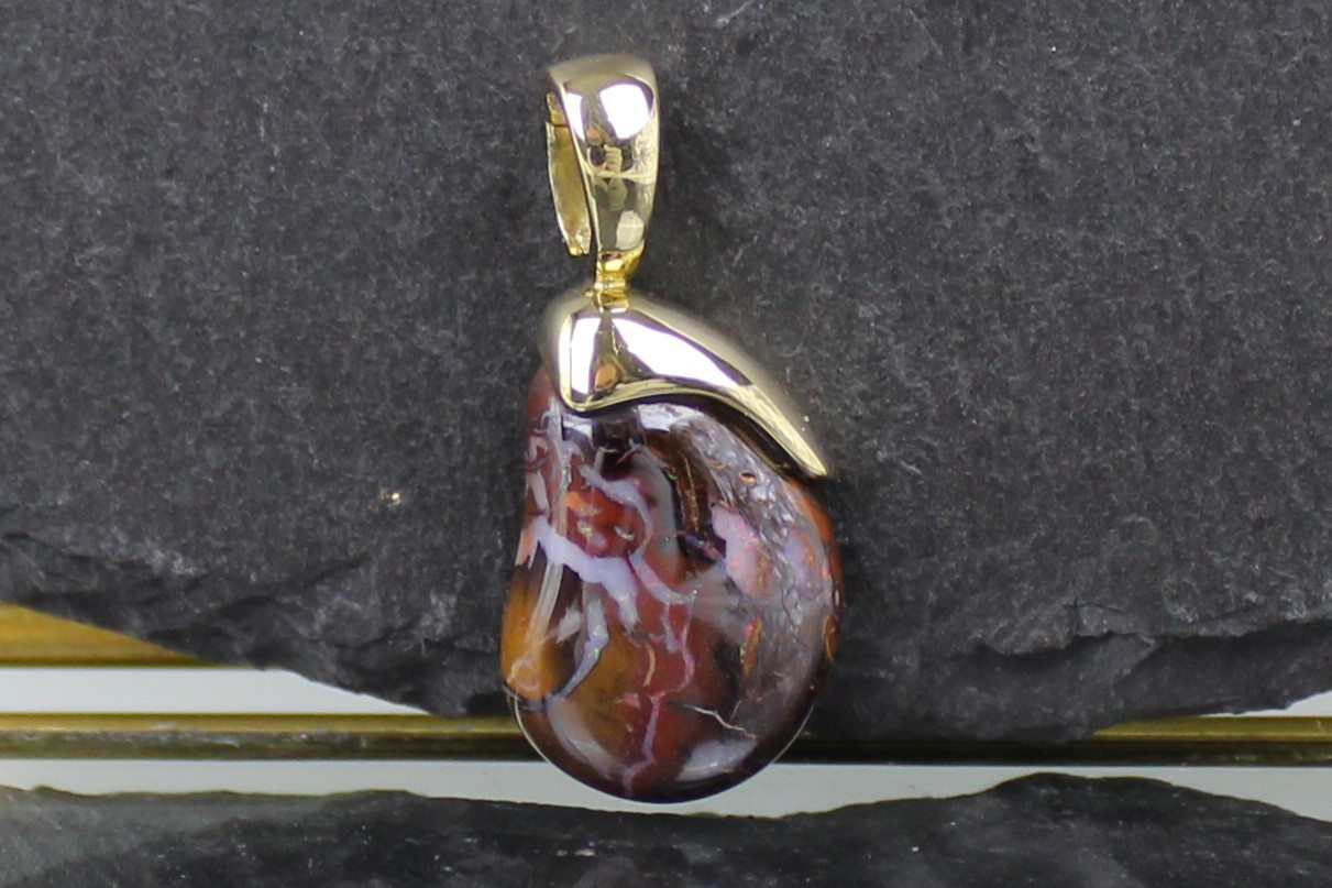 Opalanhänger, 375er Gelbgold, 9 Karat, Yowah Opal, Australien