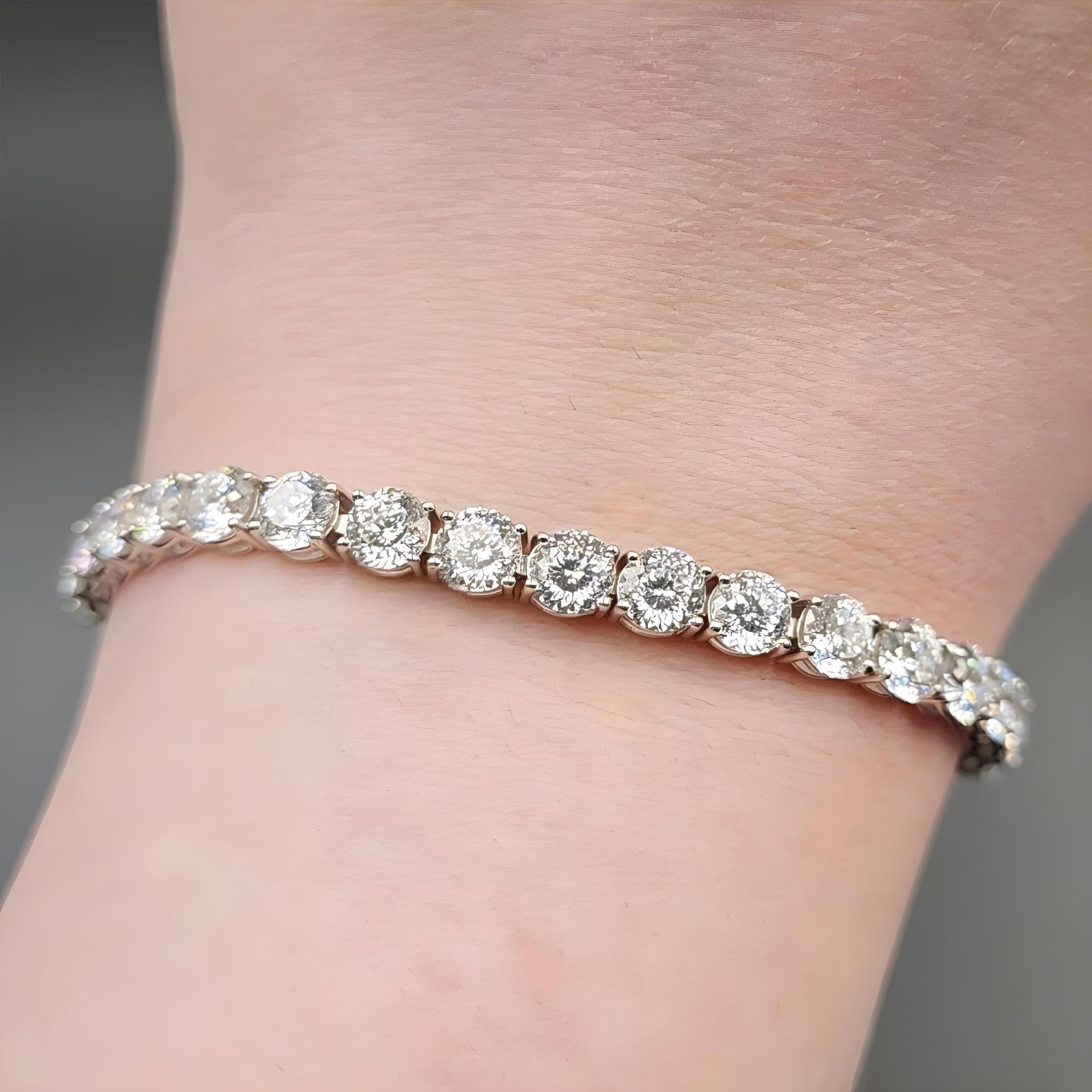 13.5ctw D-VVS1 Portuguese Cut Moissanite Tennis Bracelet, 925 Sterling Silver 7″