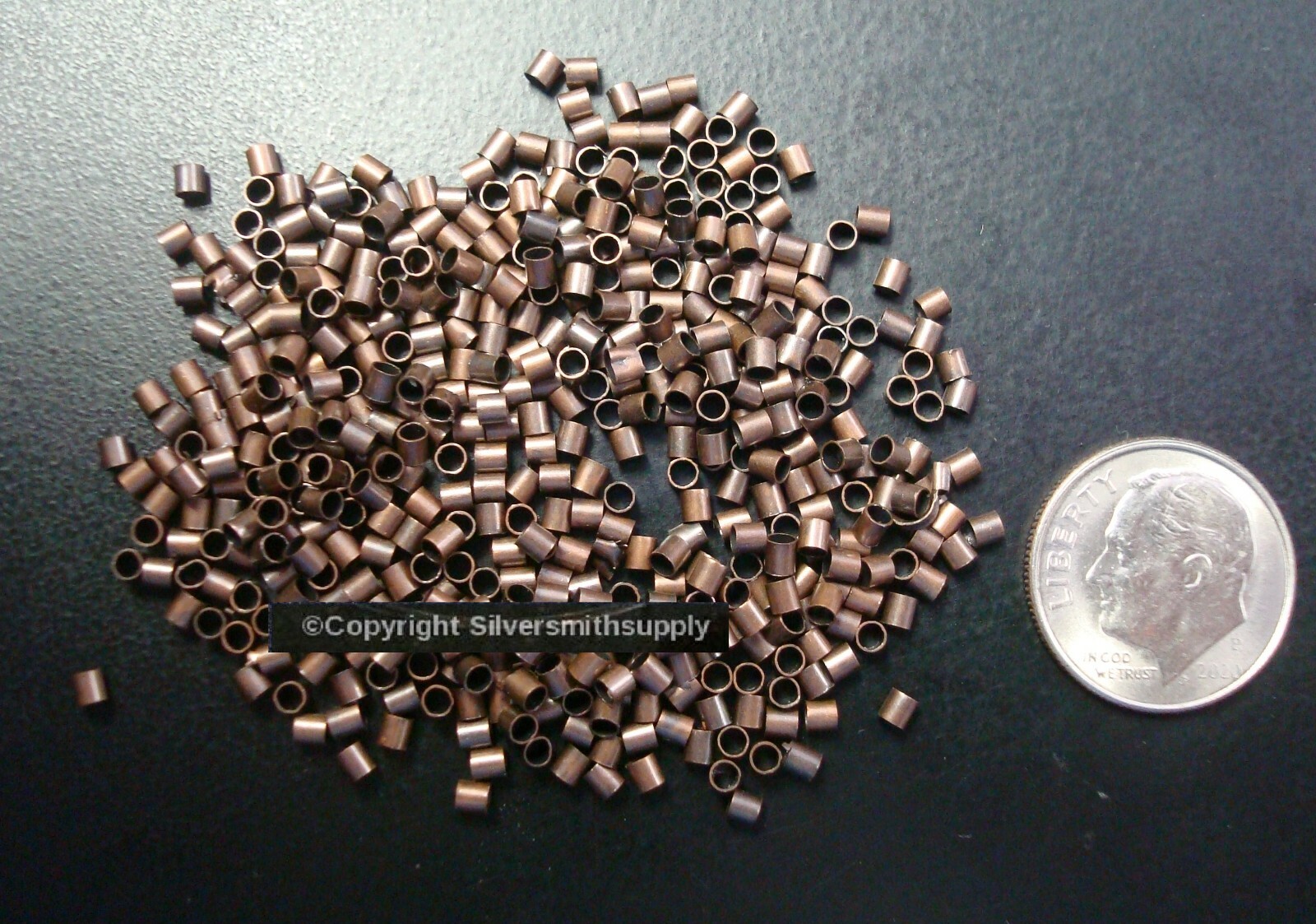 Crimp Beads MED Ant Copper plt 2x2mm 500 tube crimp beads attach clasps FPS163B