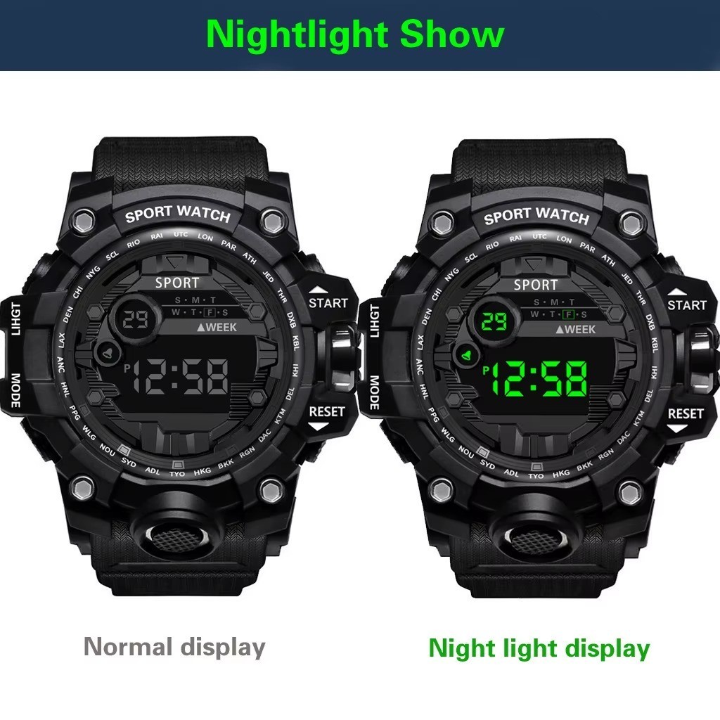 Men Waterproof Digital Sports Watch Military Tactical LED Backlight Wristwatch