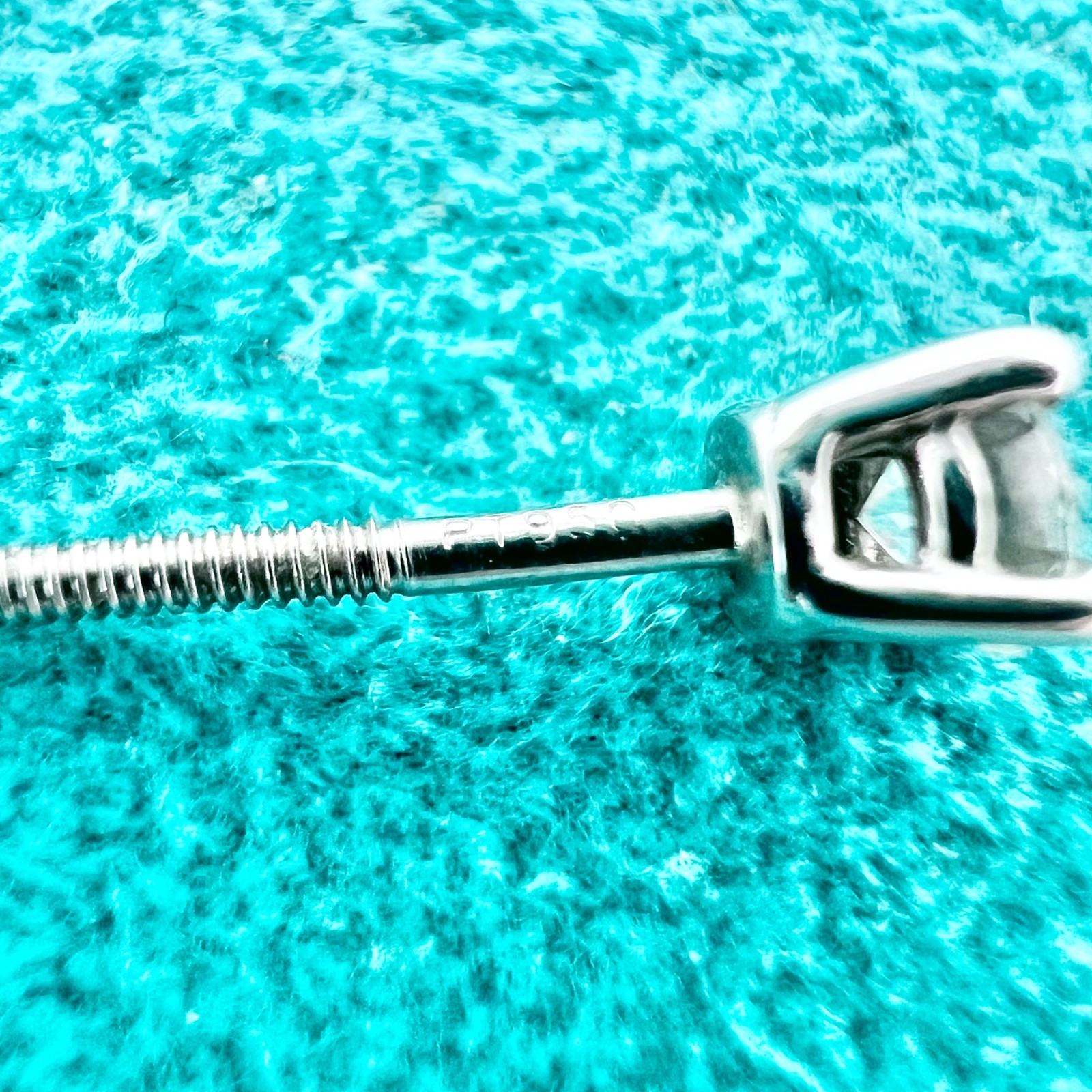 Authentic Tiffany & Co. PT950 Diamond solitare Stud Screw Earrings Near Mint