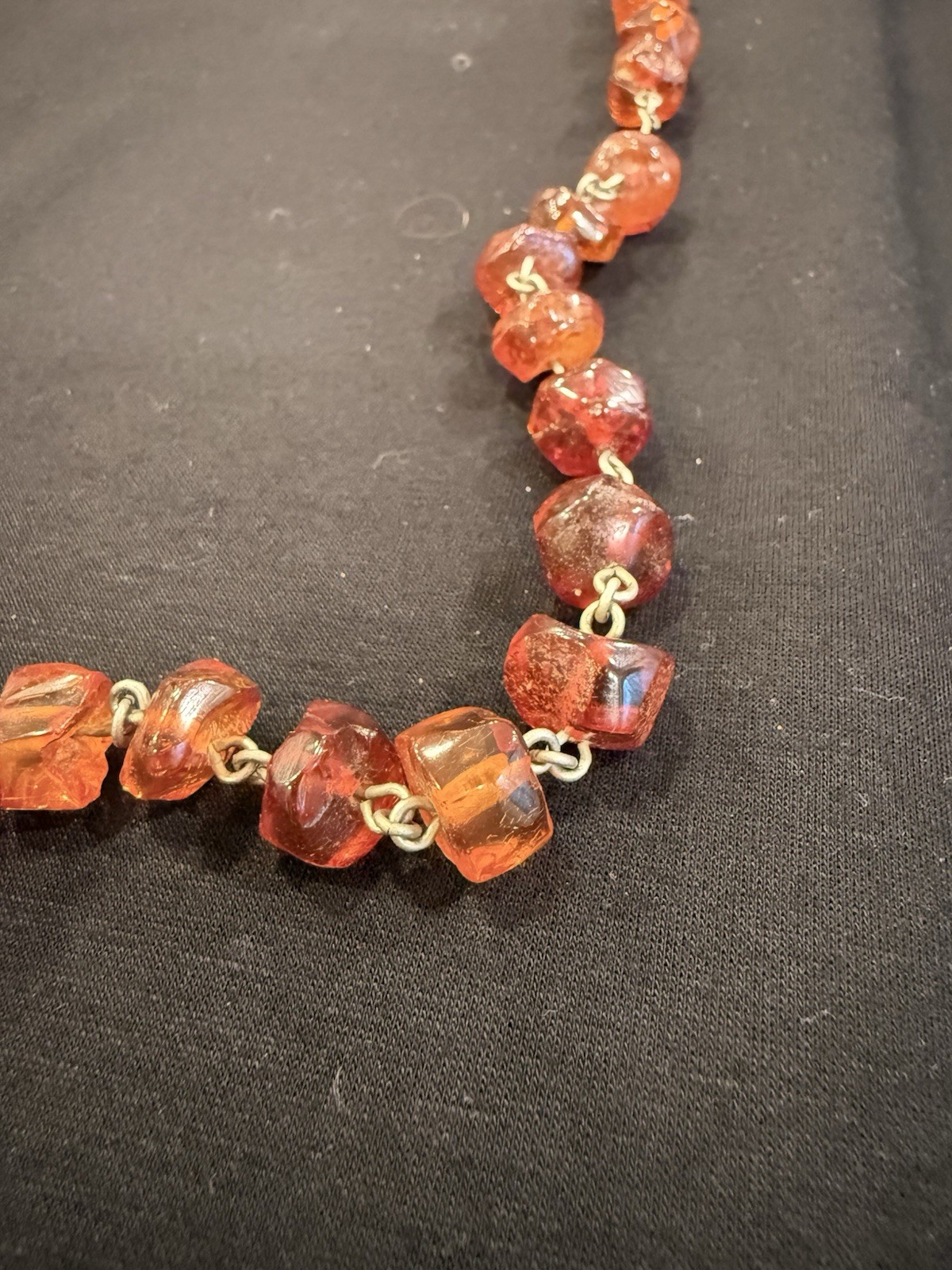 Vintage Genuine Amber Chunky Nugget Necklace Cognac Honey Beads 78g Estate