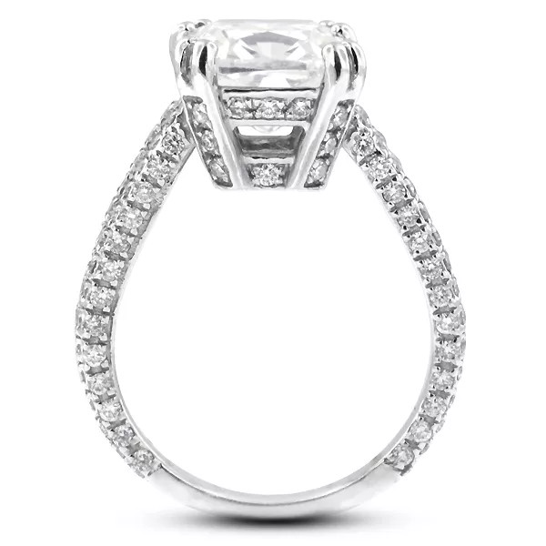 Side Stone Engagement Ring 14K Gold 2.56 Carat Cushion Lab-Grown Diamond G VS2
