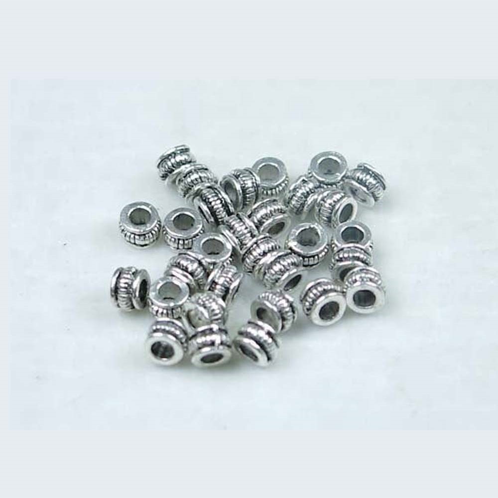 25 Antique Silver Pewter Rondelle Spacer Beads 4x3mm