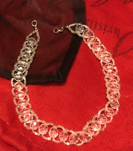 Elo7 Clear Crochet Crystal Choker Necklace 13”