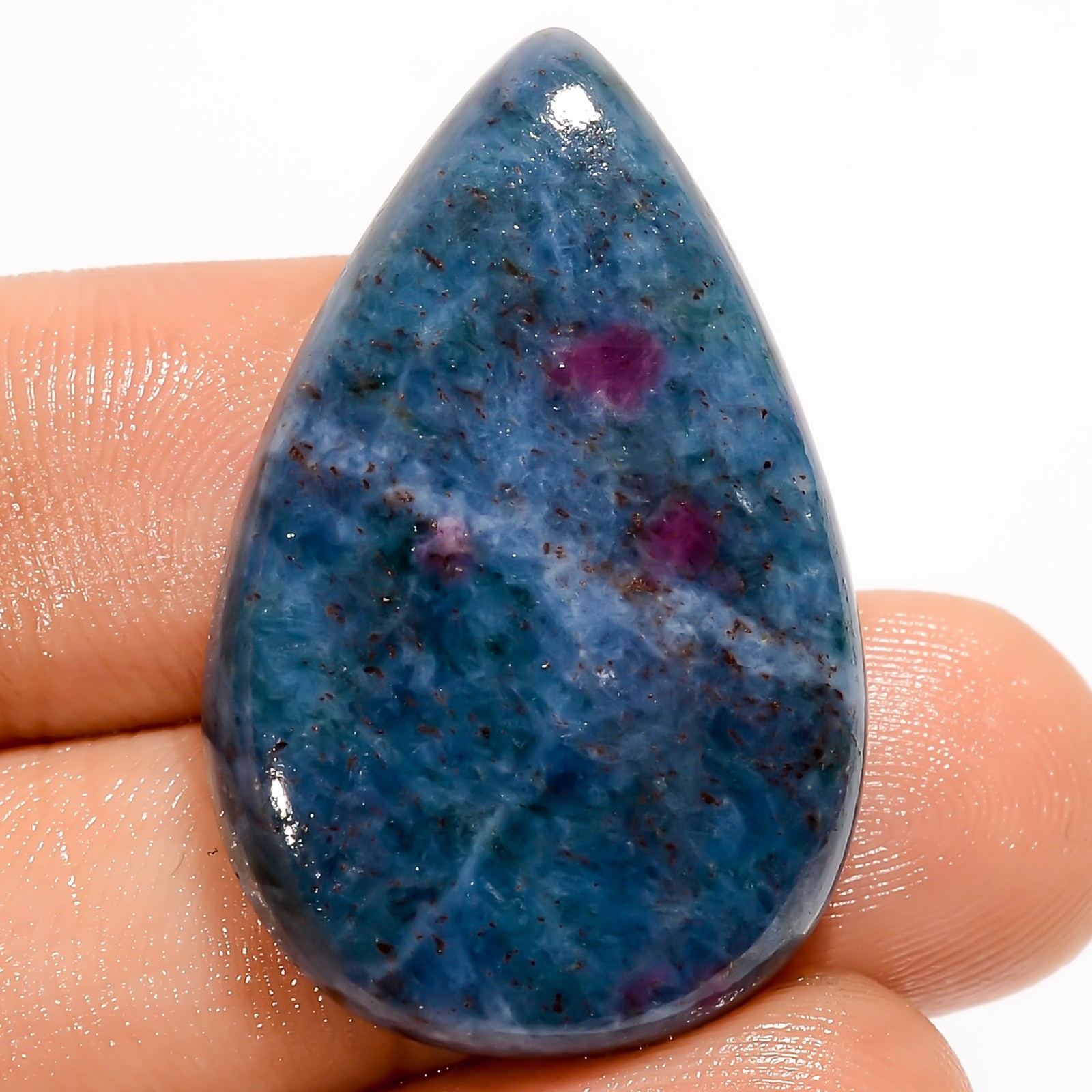 100% Natural Ruby Kyanite Pear Shape Cabochon Gemstone 40 Ct. 31X20X5 mm A-36359