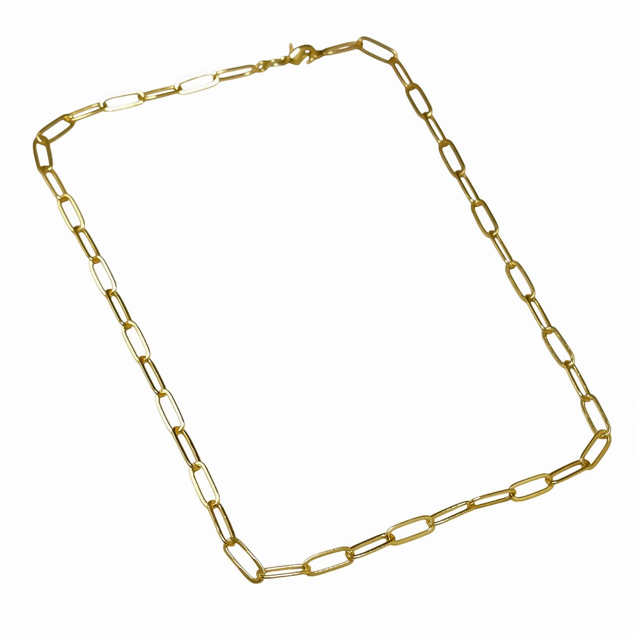 18k Gold Plated Italian 925 Sterling Silver Paperclip Chain Necklace Size-16-30″