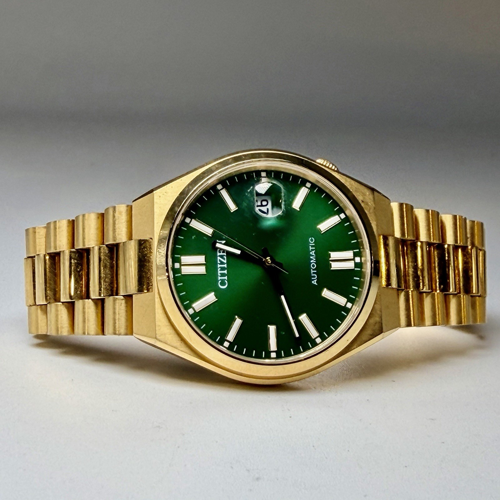 Citizen Tsuyosa Automatic Green Sunray Dial Gold Stainless 40mm Watch NJ0152-51X