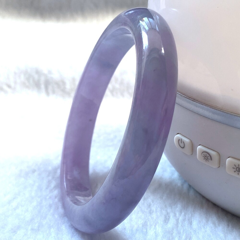 Certified Grade A Lavender 57-58mm Natural Burma Jade jadeite Bangle Bracelet
