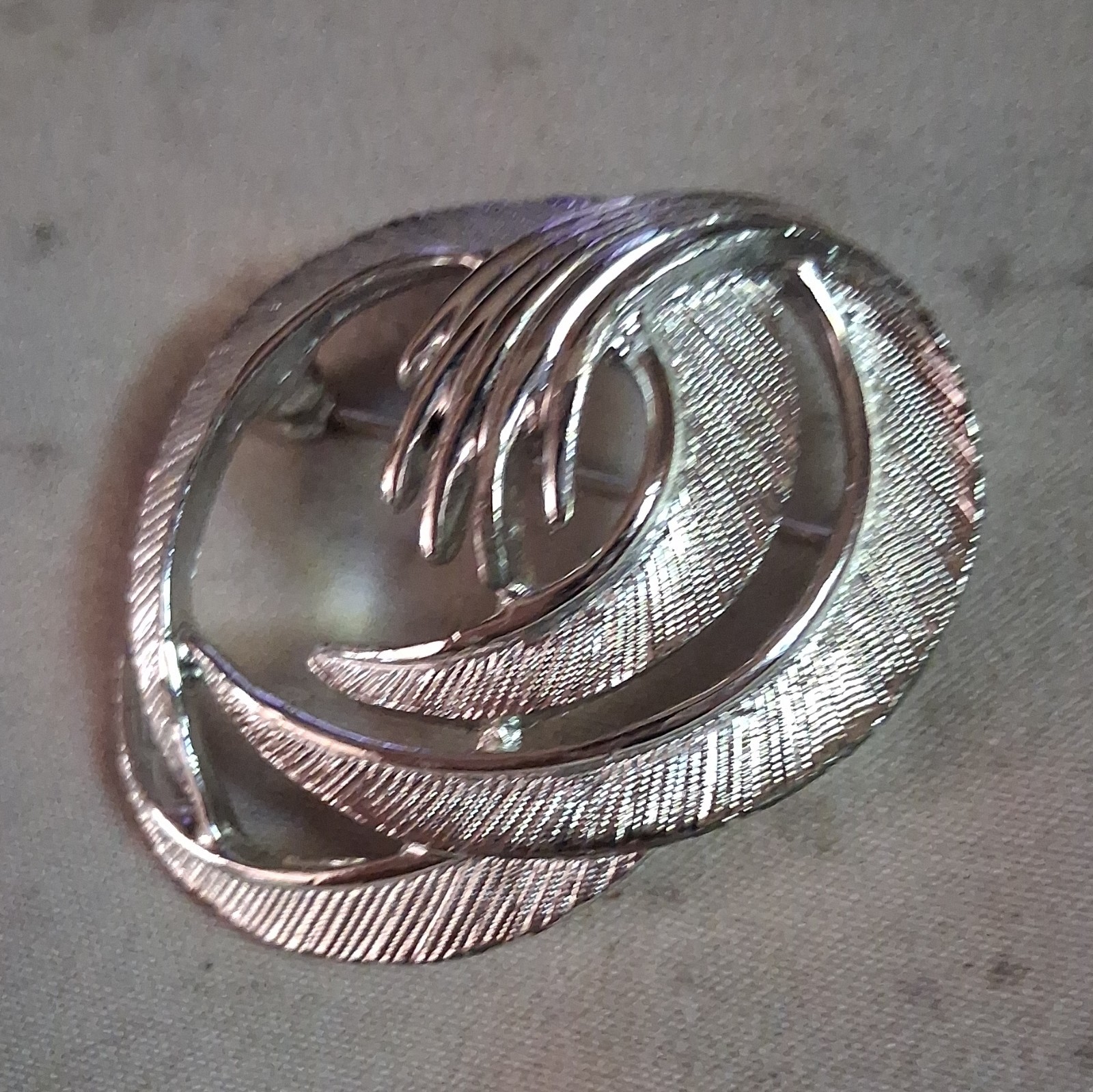 Vintage Sarah Coventry Brooch, Silver-tone Finish and Swirling Feather Design