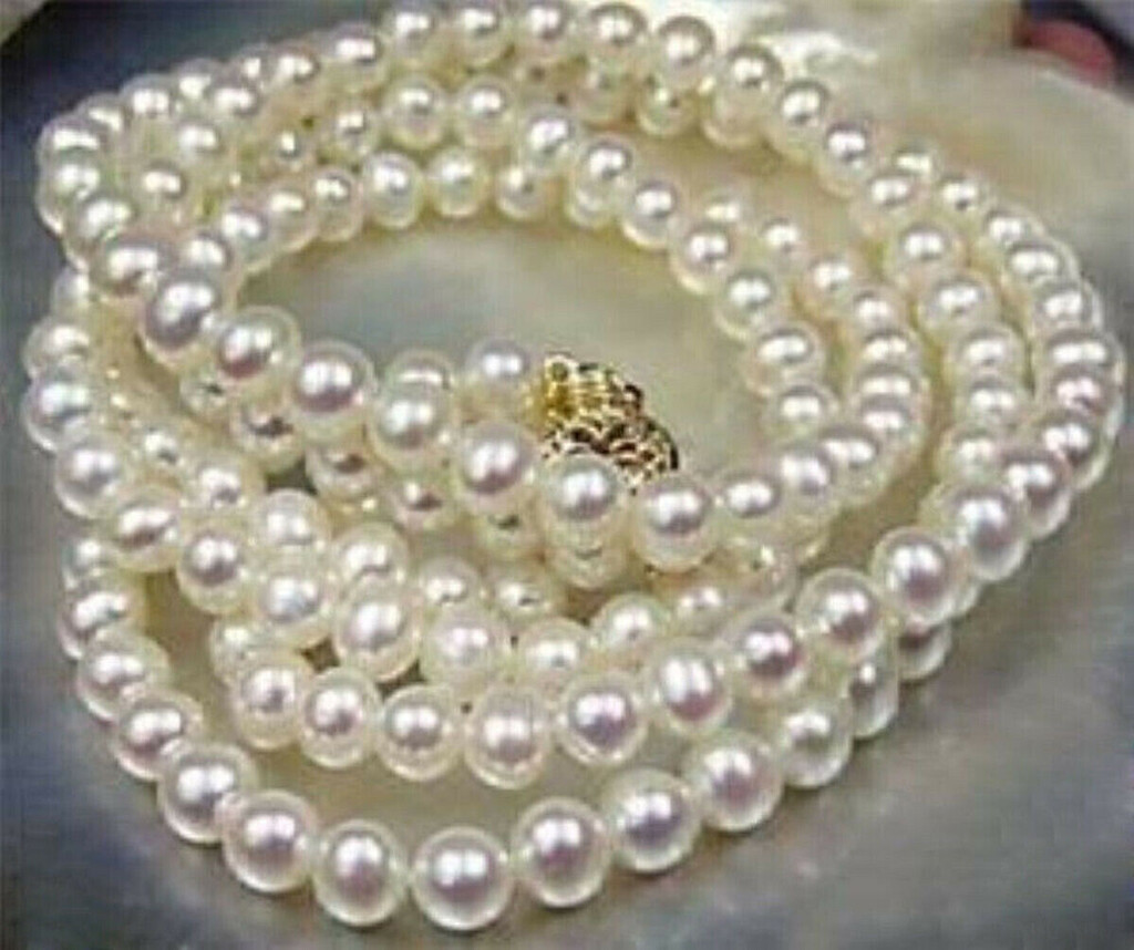 Beautiful Natural 6-7/7-8/8-9/9-10mm White Akoya Cultured Pearl Necklace 14-48”