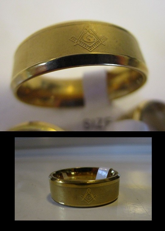 Big Lot of 45 Stainless Steel Band Rings – Masonic Emblem – See Details Below