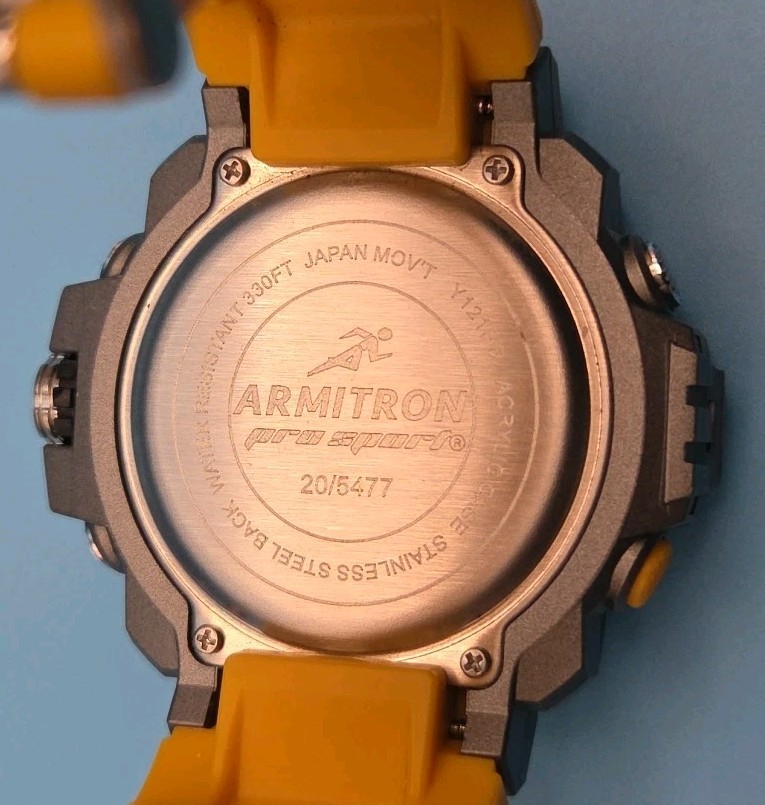Armitron 55mm Black Gray Yellow Pro Sport Analog Digital Chronogra Watch 20/5477