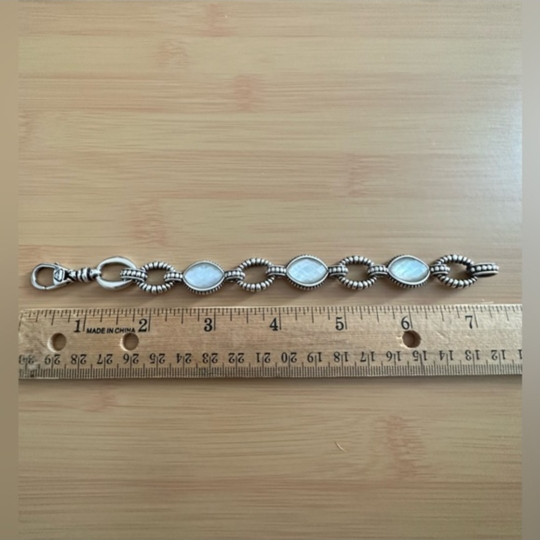 Lagos 925 Sterling Silver Mother of Pearl Oval Link Bracelet 7in Lobster