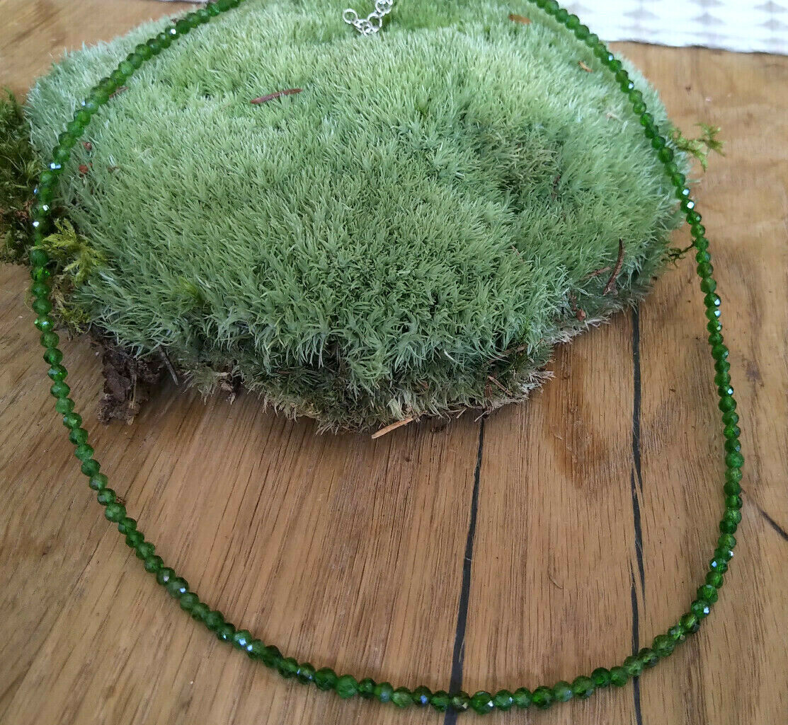 wunderschöne, Chrom Diopsid Rondell Kette 45cm + 5cm Verlängerung