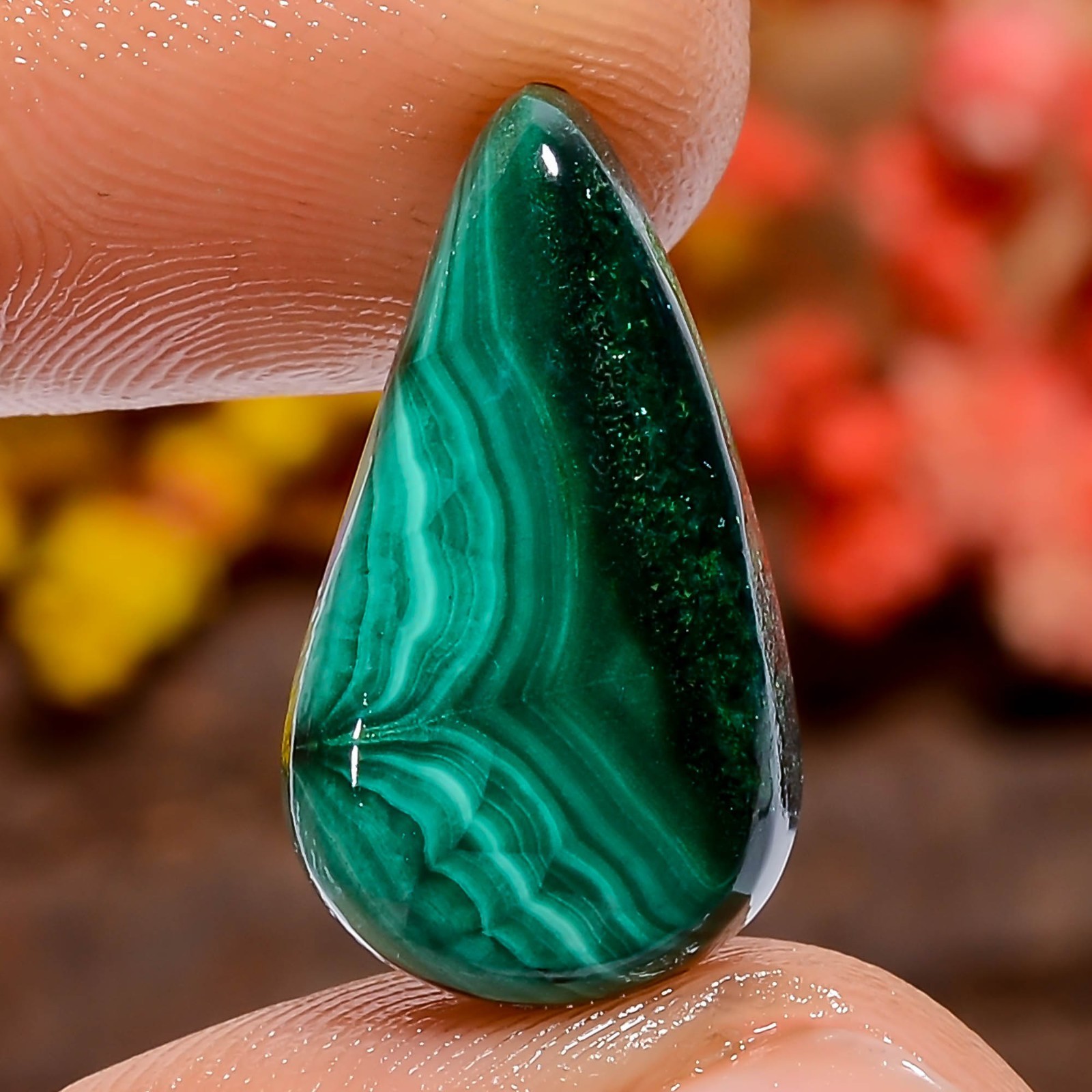 Natural Malachite Pear Green 13Ct 19X10X4mm Loose Gemstone Wire Wrap Africa