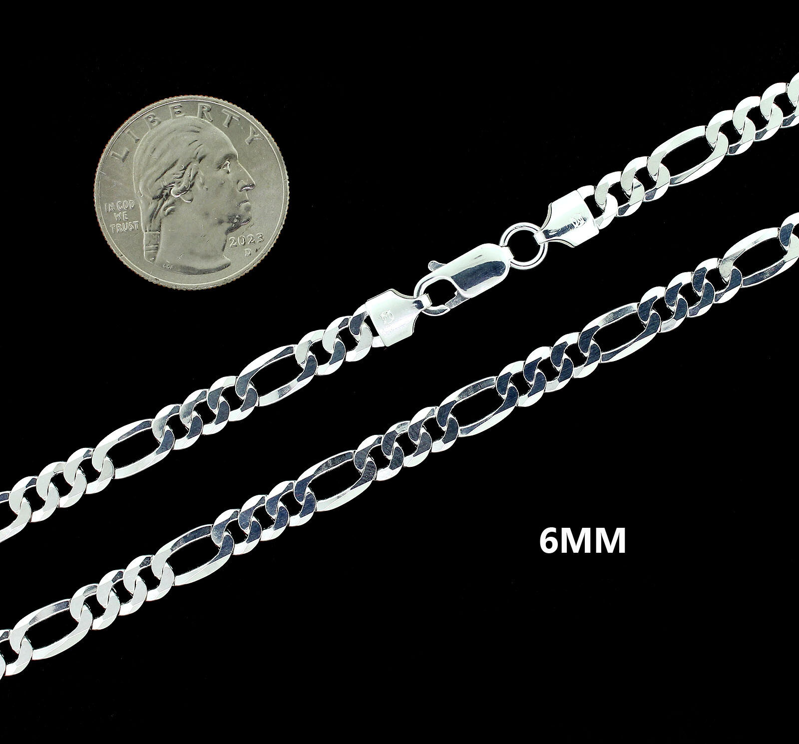 Real 925 SOLID Sterling Silver Italian FIGARO LINK Chain Bracelet or Necklace
