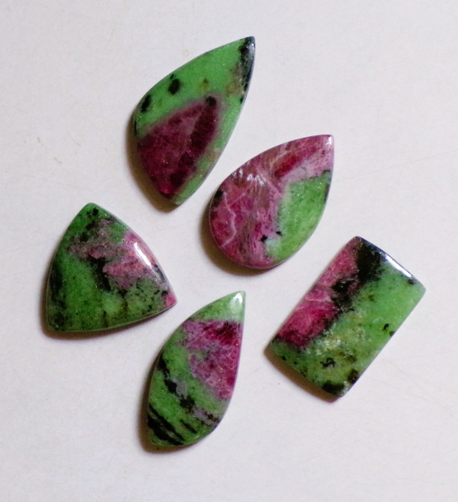 93.25 Cts Natural Ruby Zoisite 05 Pcs Lot Loose Cabochon Gemstone 02