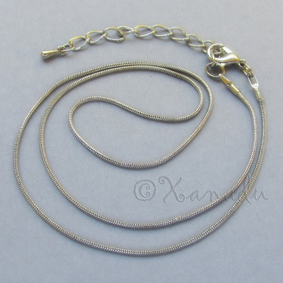 Dark Silver Snake Chain Necklace For Large Hole European Charm Beads