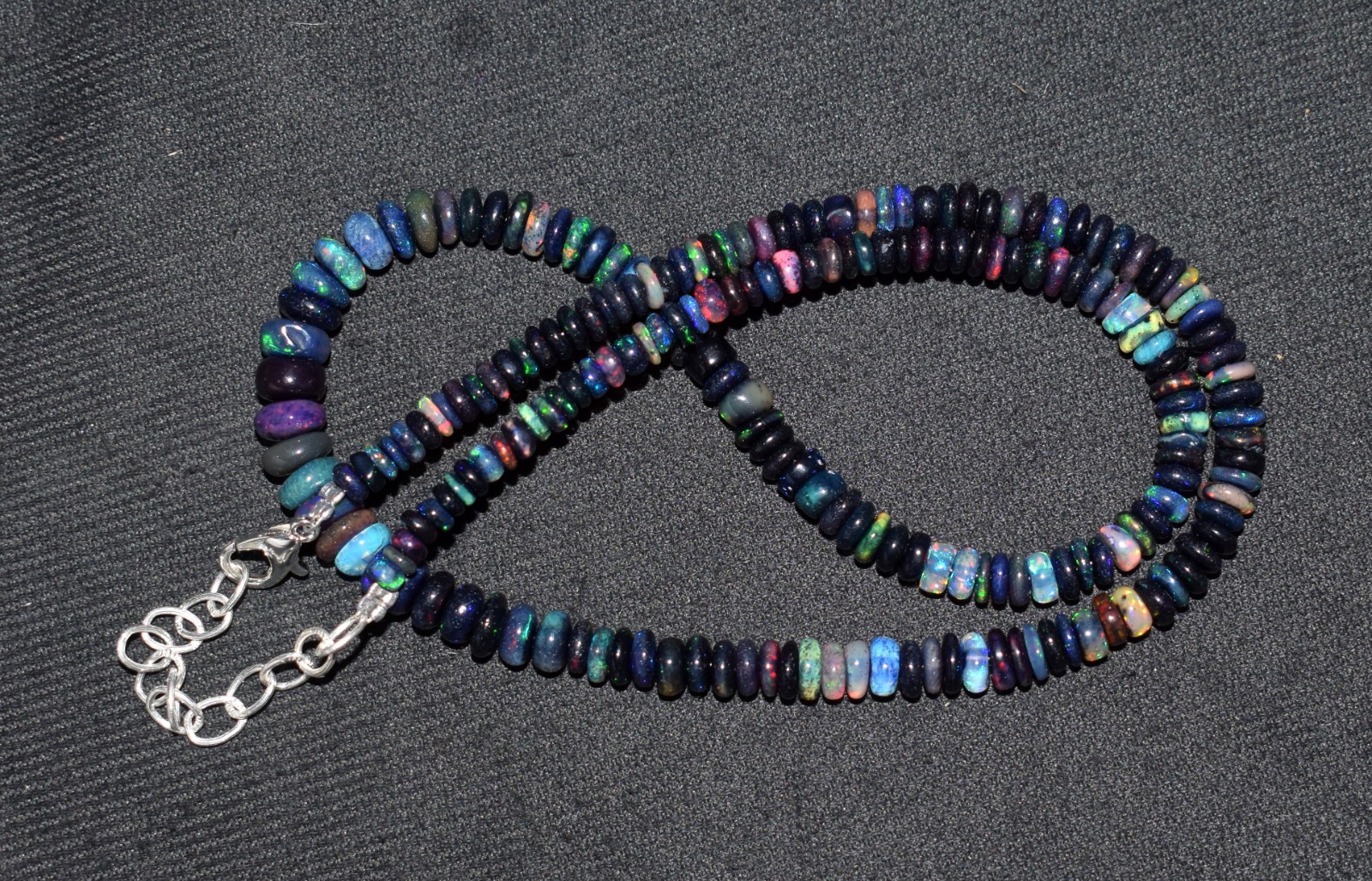 16″Natural Ethiopian Opal Welo Fire Opal Gemstone Bead Necklace