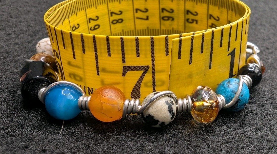 Stylish Mixed Boho Beaded Wire Wrapped Bracelet (18cm) M Wrist