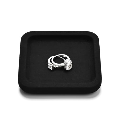 Microfiber Jewelry Display Flat Tray for Rings Earrings 10 * 10 * 1.5cm Black