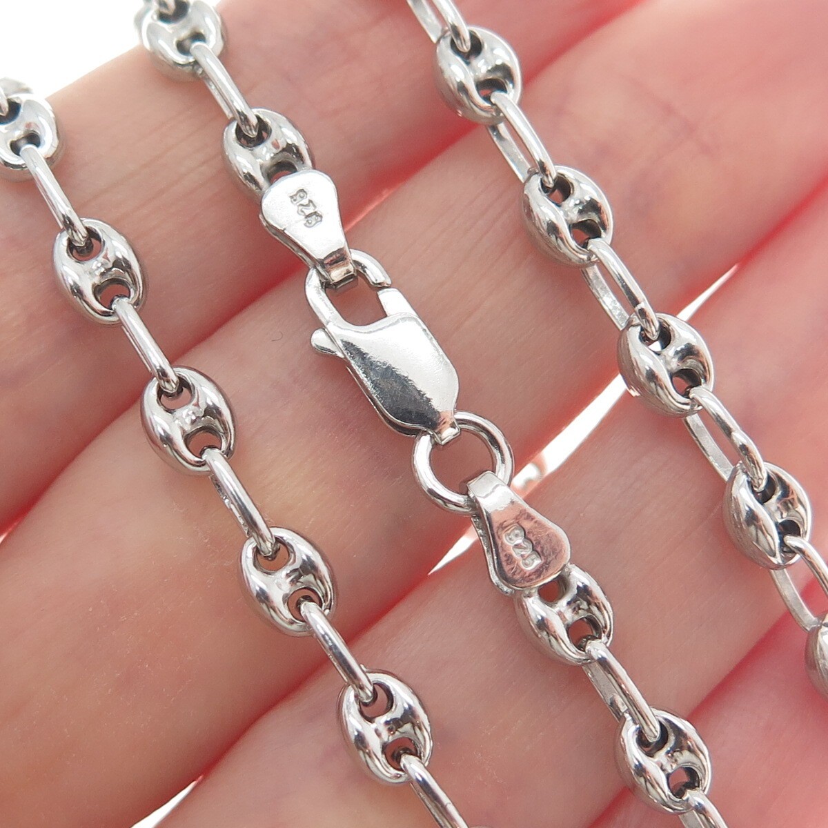 925 Sterling Silver Anchor Mariner Chain Necklace 18″