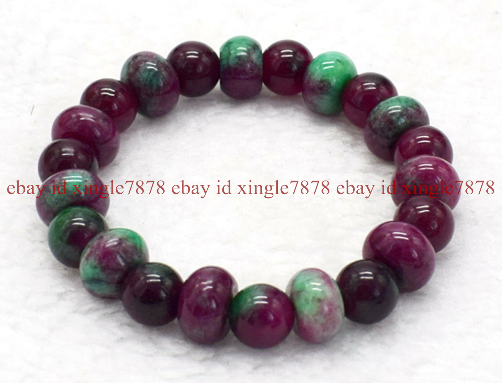 Top Natural Red Green in Epidote More Red Gemstone Bead Bracelet AAA+