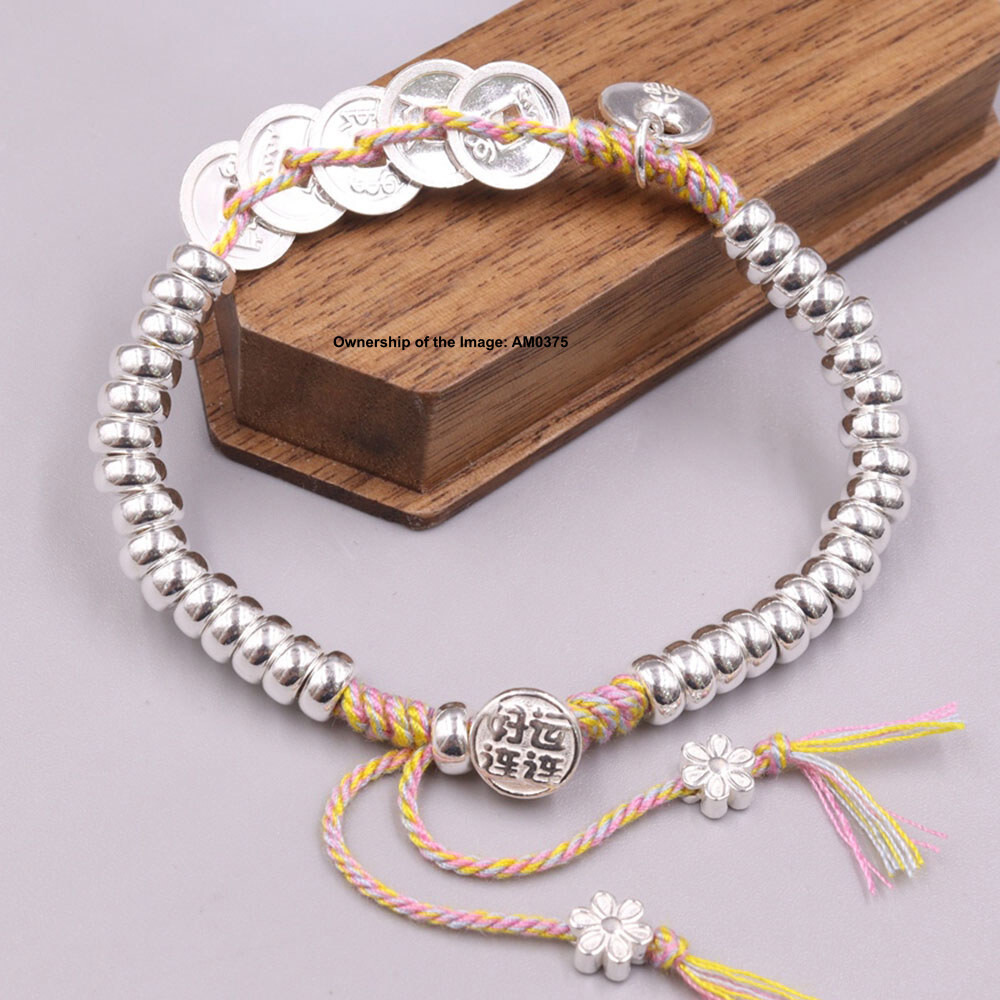 Pure 925 Sterling Silver Bracelet for Women 5.5mm Abacus Beads Adjustable